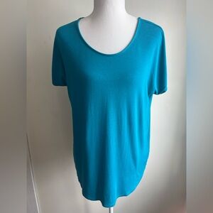 Adrienne Vittadini Teal Modal Stretch Scoop Neck Tee Top Size M